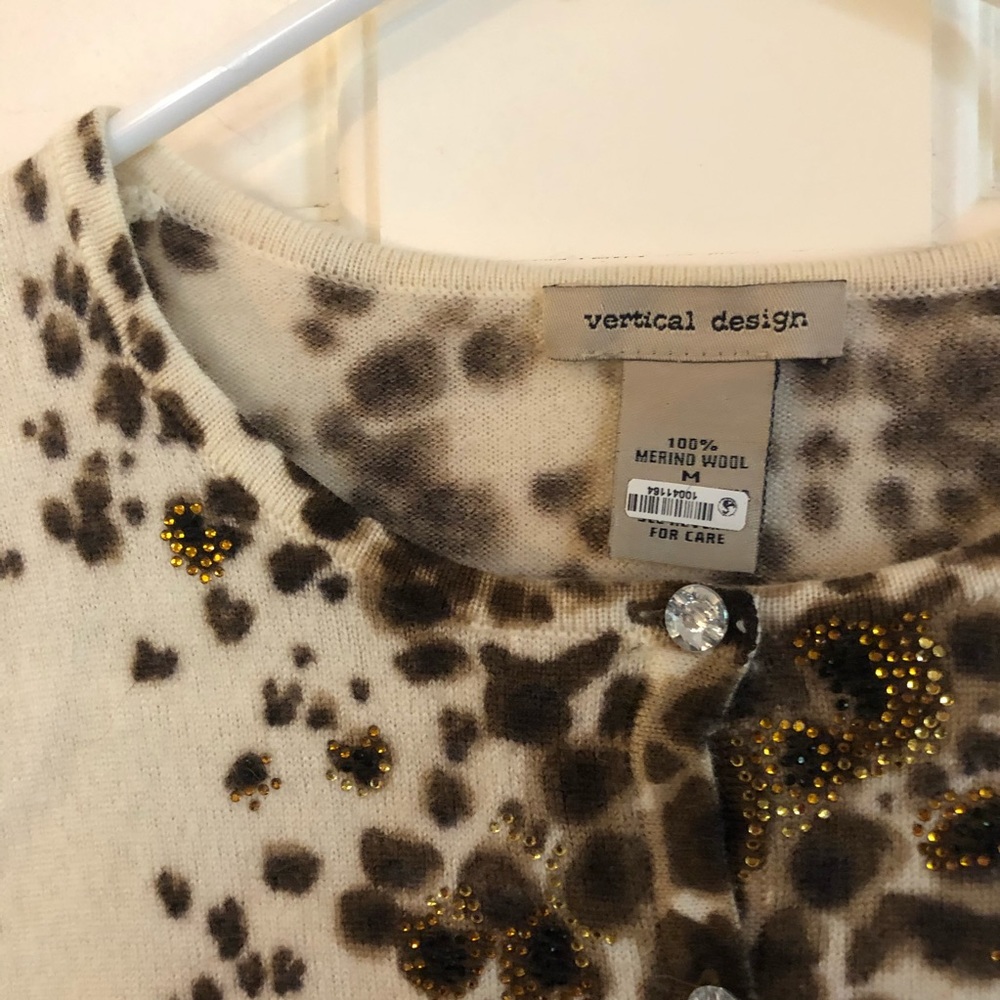 Animal Print Merino Wool Cardigan - Picture 3 of 3